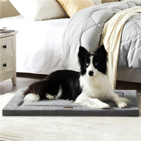 Dog Bed for Crate, High Resilience Foam Dog Crate Mat Kennel Pad with Soft Plush - Picture 1 of 7